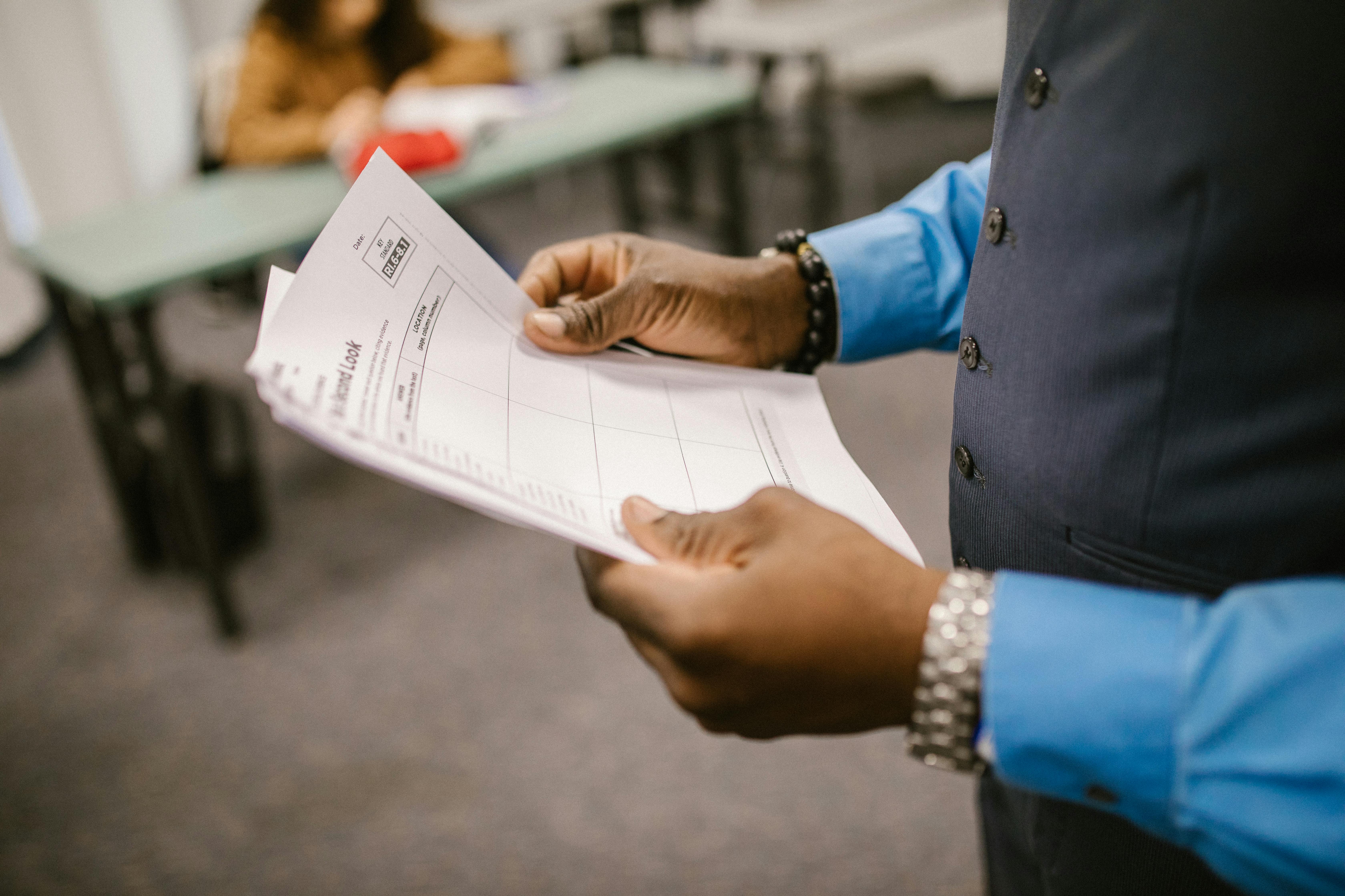 A candidate completing an assessment